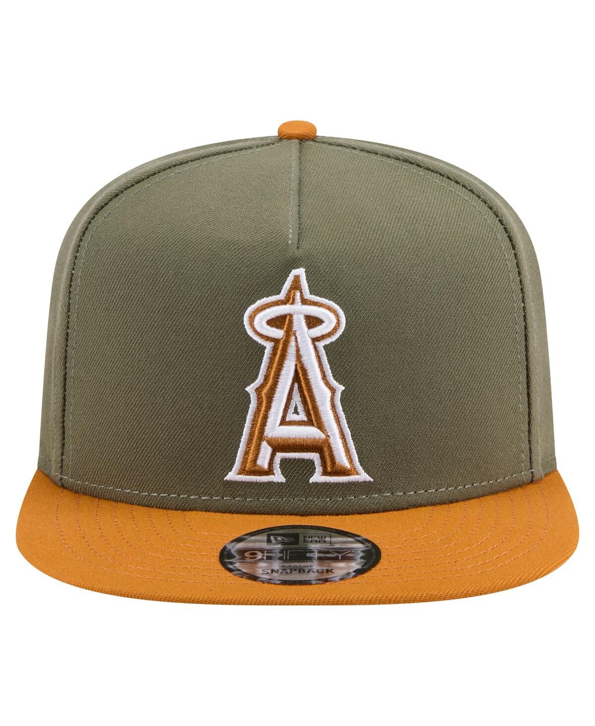 New Era Men's Olive/brown Los Angeles Angels Color Pack A-frame 9fifty Snapback Hat In Multi