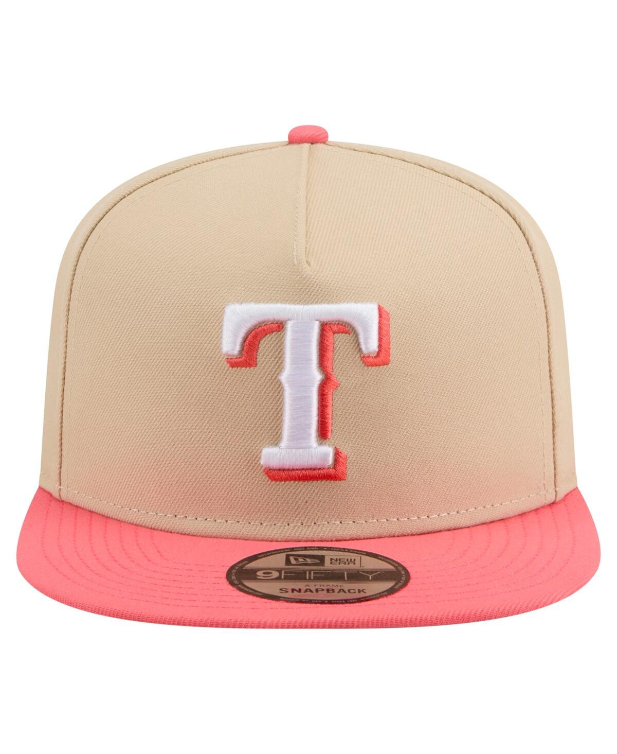 New Era Men's Light Beige/coral Texas Rangers Color Pack A-frame 9fifty Snapback Hat In Neutral