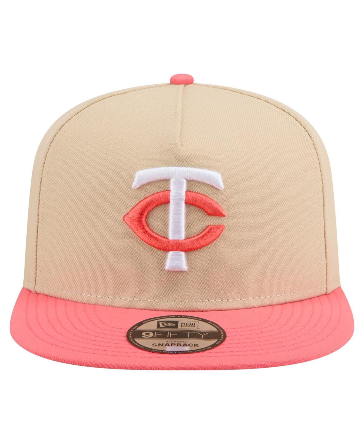 New Era Men's Light Beige/coral Minnesota Twins Color Pack A-frame 9fifty Snapback Hat In Multi