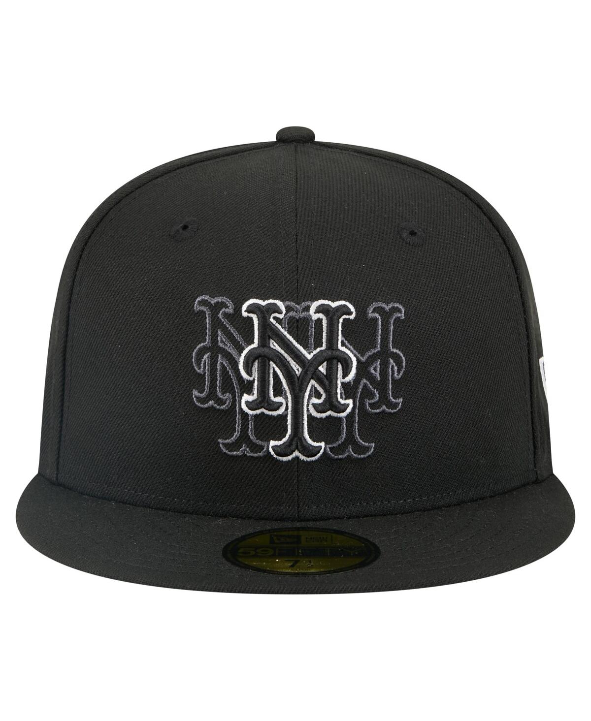New Era Men's Black New York Mets Tri-hit 59fifty Fitted Hat In Black