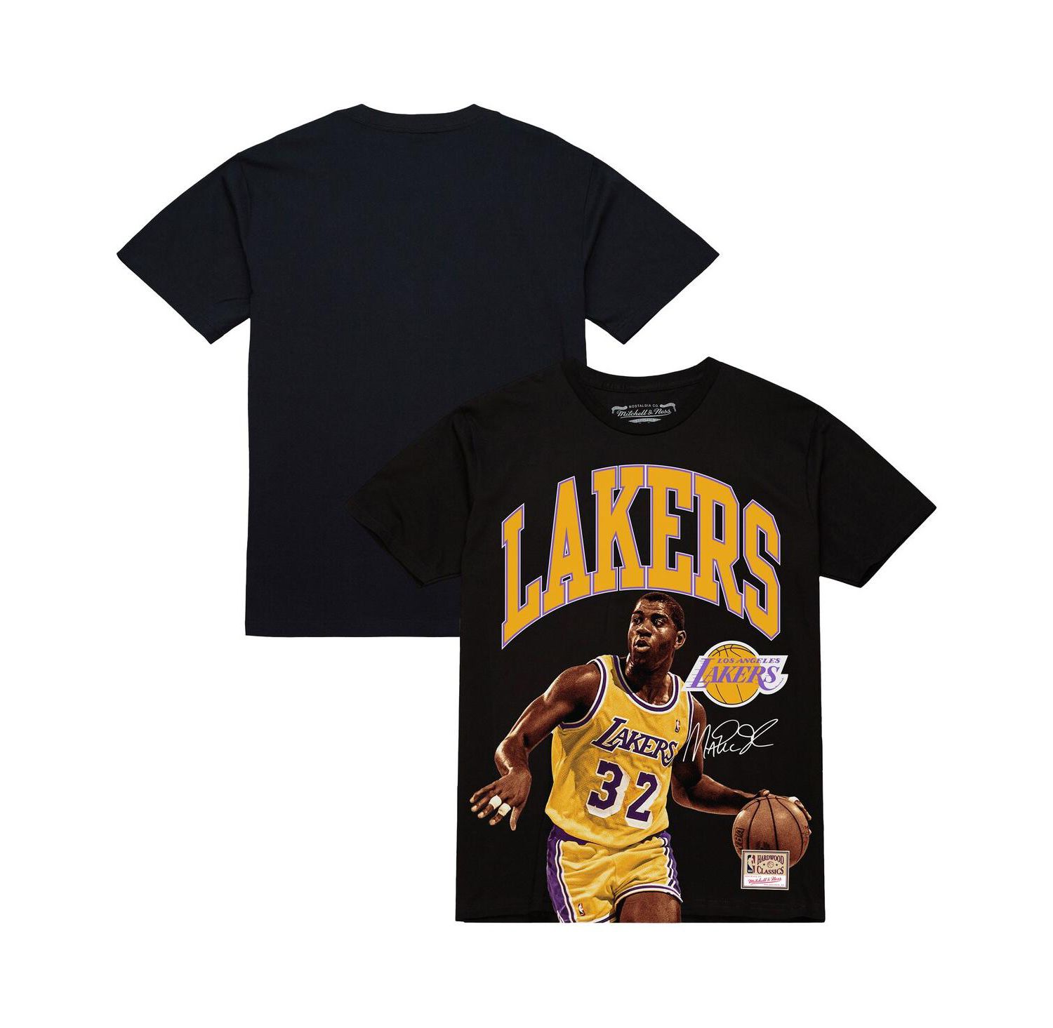Men's Magic Johnson Black Los Angeles Lakers Hardwood Classics Player Arch T-Shirt