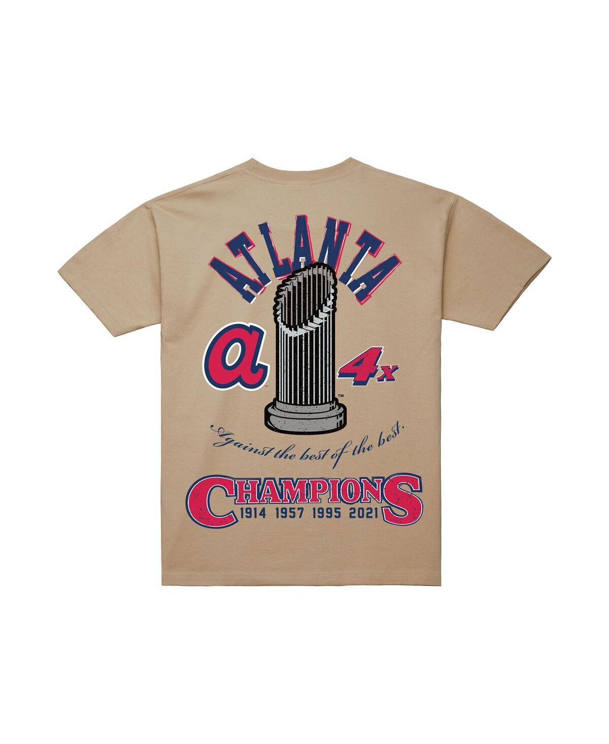 Mitchell & Ness Men'sâ Cream Atlanta Braves Legacy Defined T-shirt In Brown