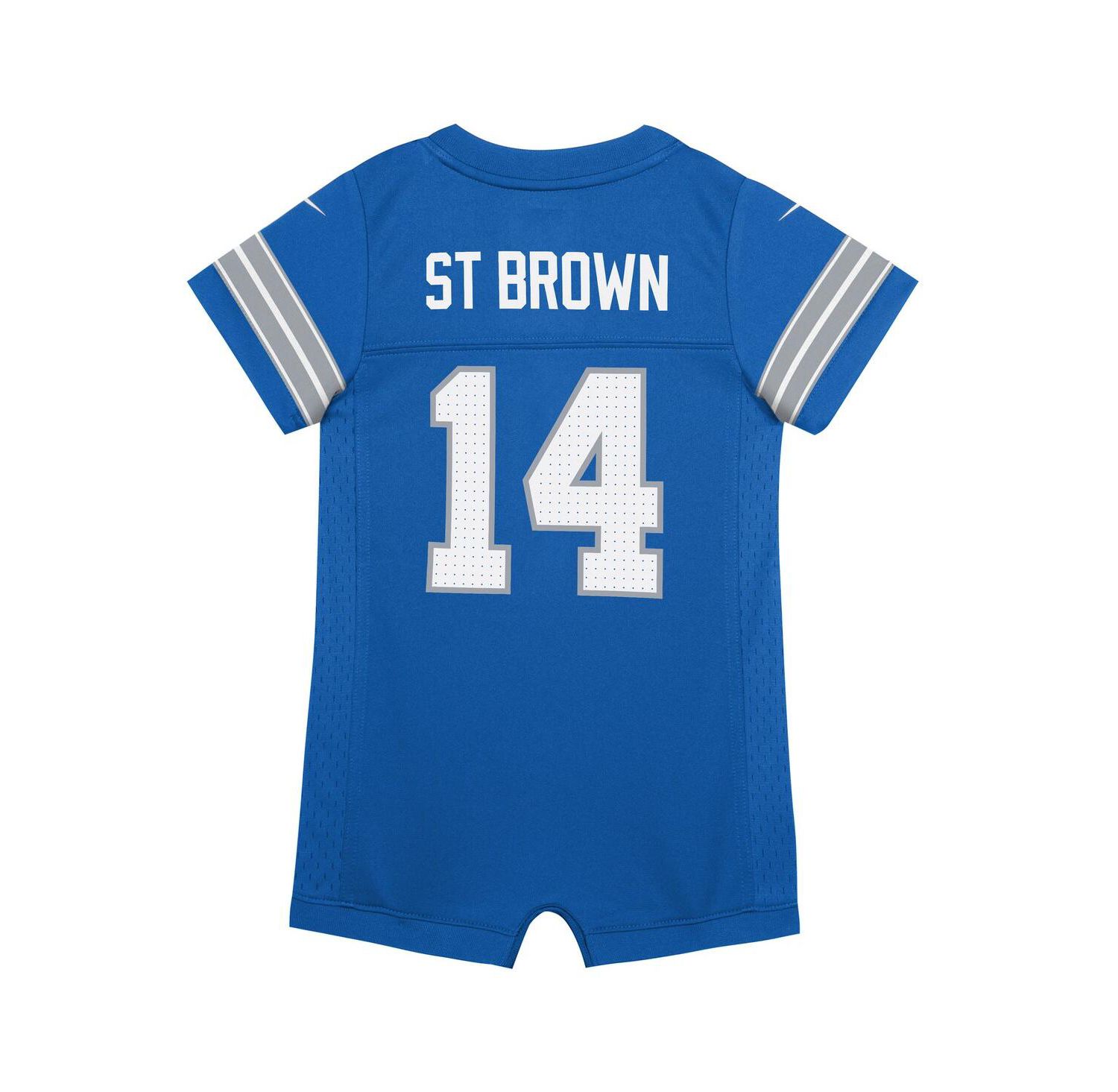 Baby Boys and Girls Amon-Ra St. Brown Blue Detroit Lions Game Romper Jersey