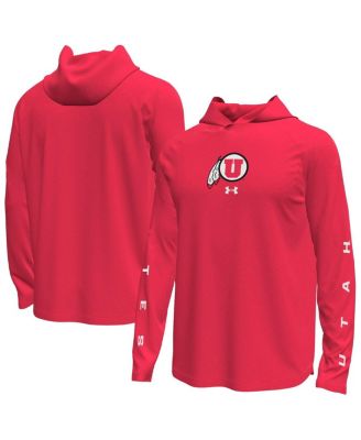 Under Armour - Men's Red Utah Utes Tech Stretch Long-Sleeve Hooded T-Shirt