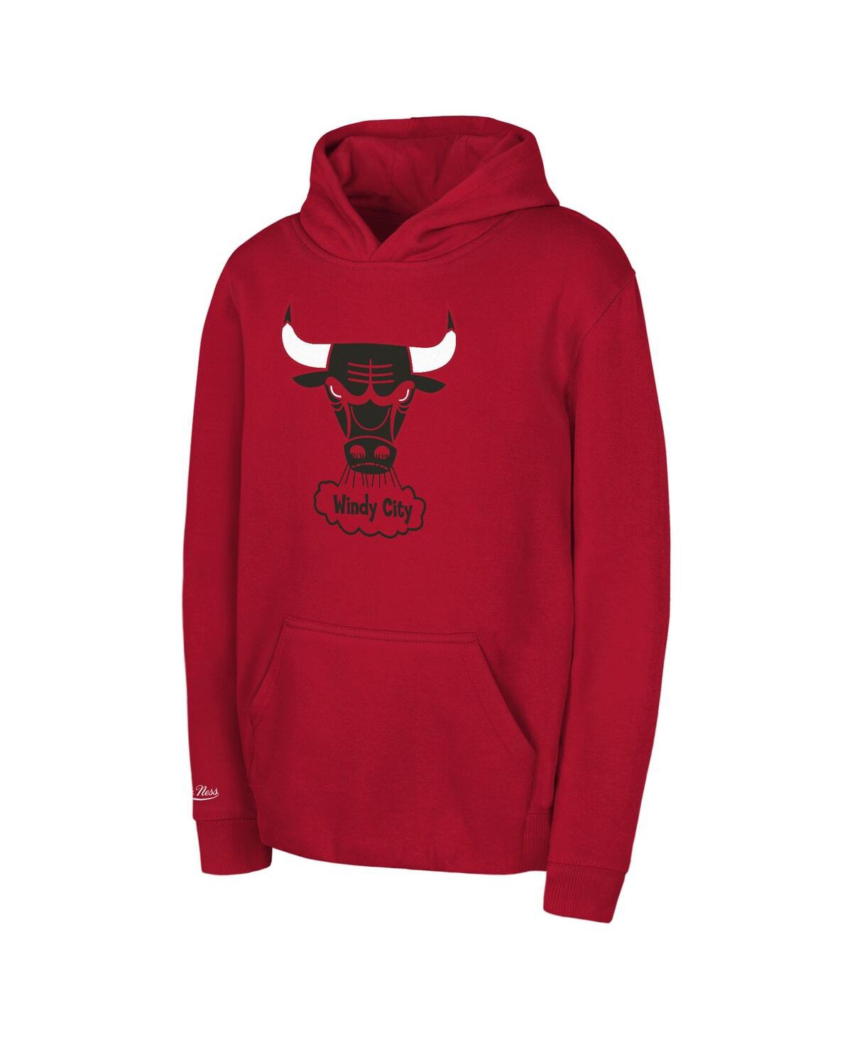 Mitchell & Ness Toddler Red Chicago Bulls Retro Logo Pullover Hoodie In Burgundy
