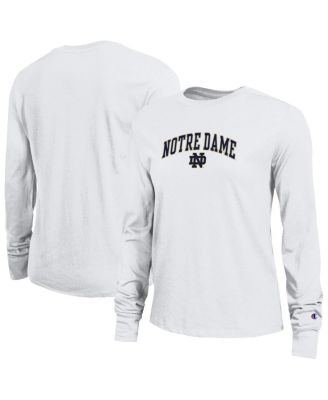 Champion - Women's White Notre Dame Fighting Irish Arch Over Logo Long Sleeve T-Shirt