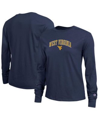 Women's Navy West Virginia Mountaineers Arch Over Logo Long Sleeve T-Shirt