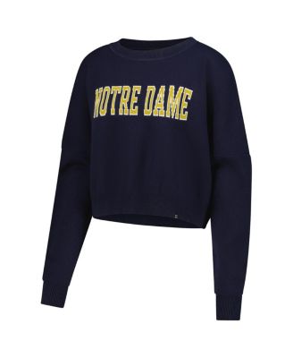 Women's Navy Notre Dame Fighting Irish Oversized Cropped Ivy Knit Pullover Sweater