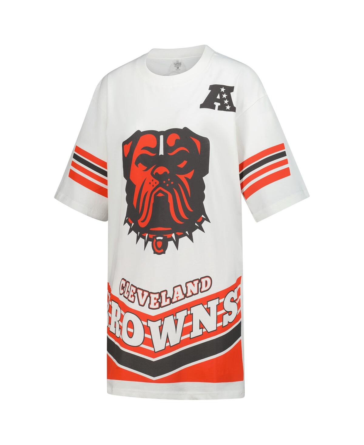Gameday Couture Women's White Cleveland Browns Perfect Score Vintage T-shirt Dress In White