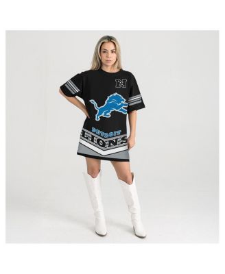 Women's Black Detroit Lions Perfect Score Vintage T-Shirt Dress