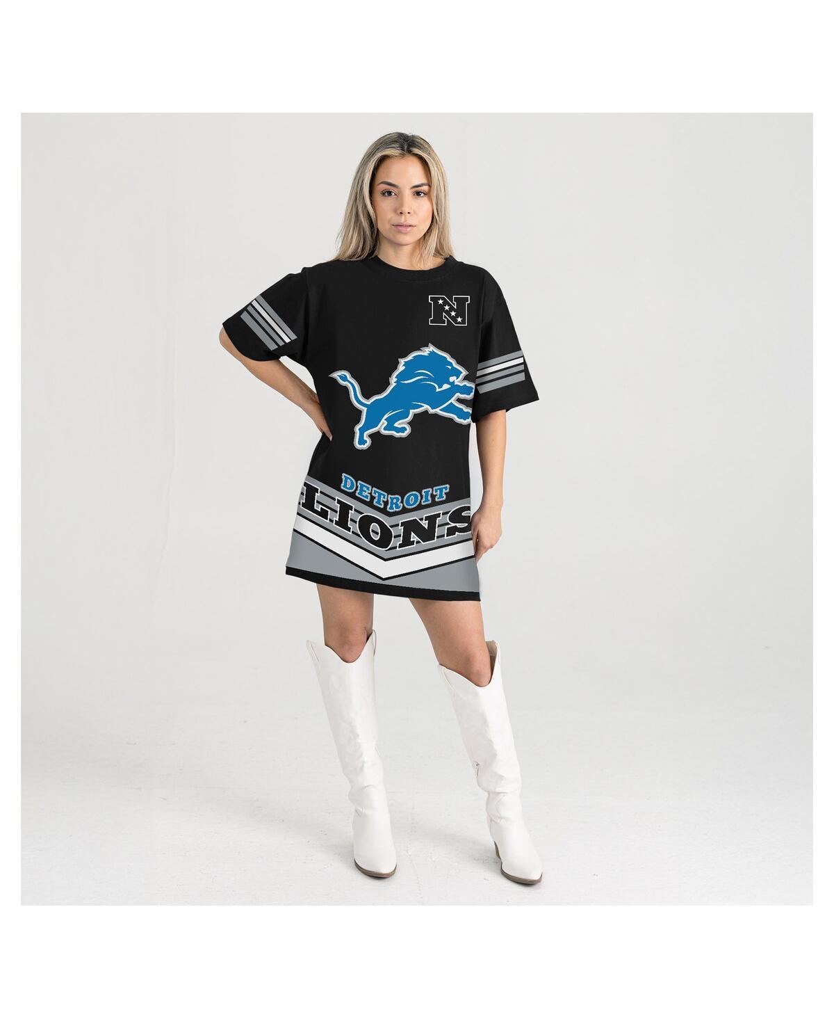 Gameday Couture Women's Black Detroit Lions Perfect Score Vintage T-shirt Dress In Black