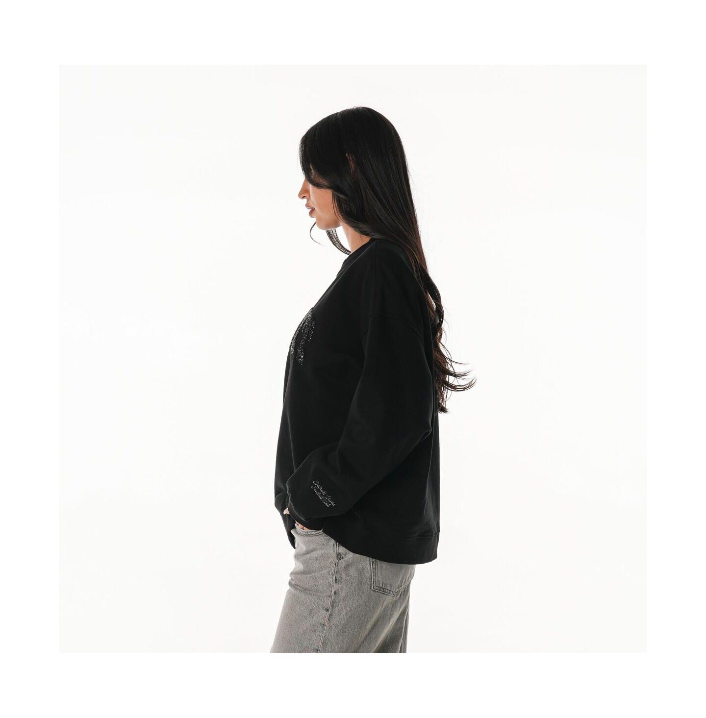 Женская толстовка The Wild Collective Black Detroit Lions Rock Crystal Oversized Crewneck — фото 4