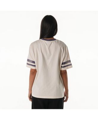 Women's Cream Baltimore Ravens Vintage Drop Shoulder Oversized Boyfriend T-Shirt