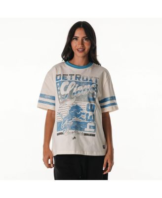 Women's Cream Detroit Lions Vintage Drop Shoulder Oversized Boyfriend T-Shirt