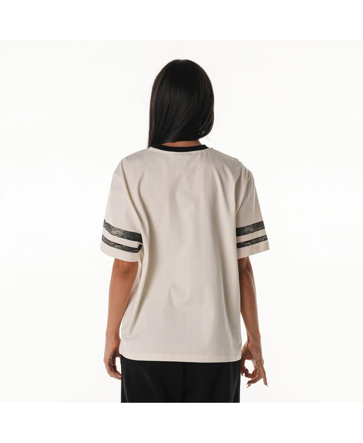 The Wild Collective Women's Cream Philadelphia Eagles Vintage Drop Shoulder Oversized Boyfriend T-shirt In Multi