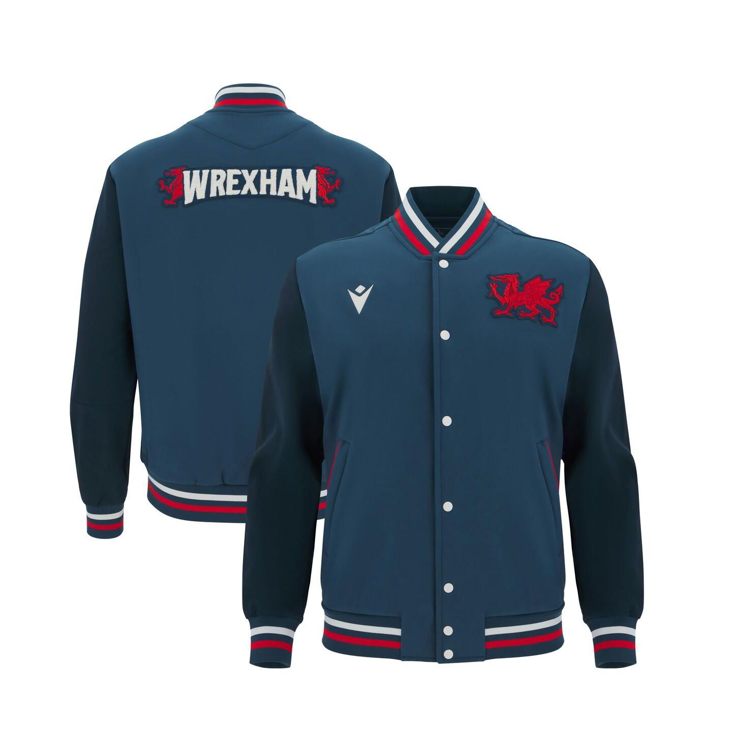 Мужская куртка Macron Navy Wrexham Anthem Full-Snap Varsity — фото 1