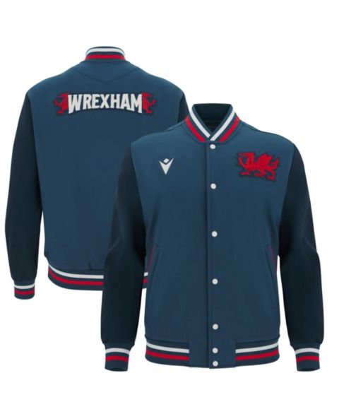 Мужская куртка Macron Navy Wrexham Anthem Full-Snap Varsity