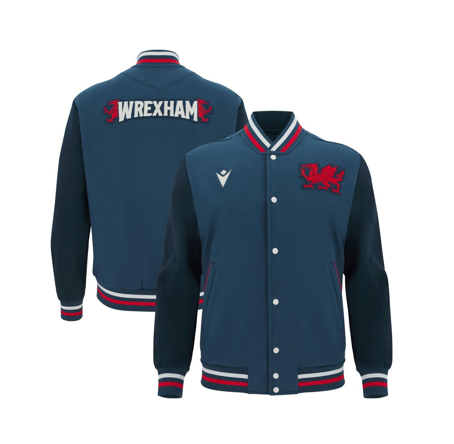 Men's Navy Wrexham Anthem Full-Snap Varsity Jacket