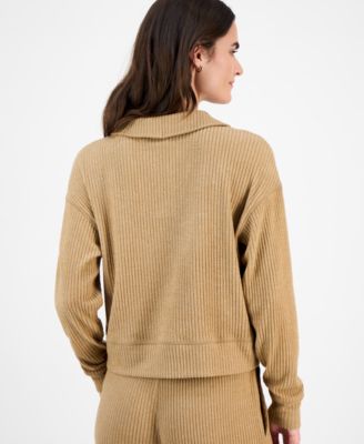 Women's Bib-Collar Ribbed Sweatshirt