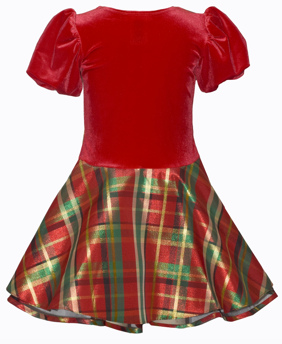 Bonnie Jean Girls 2-6X Short Sleeve Velvet to Plaid Hipster Dress