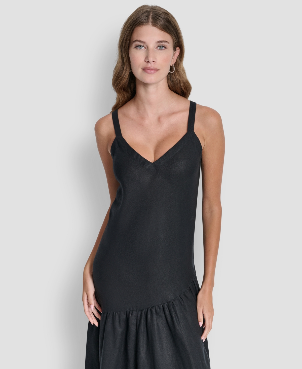 Dkny Women's Shirred Sleeveless V-Neck Dress