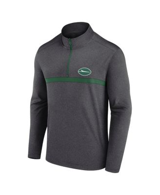Men's Heather Charcoal New York Jets Head-to-Head Quarter-Zip Pullover