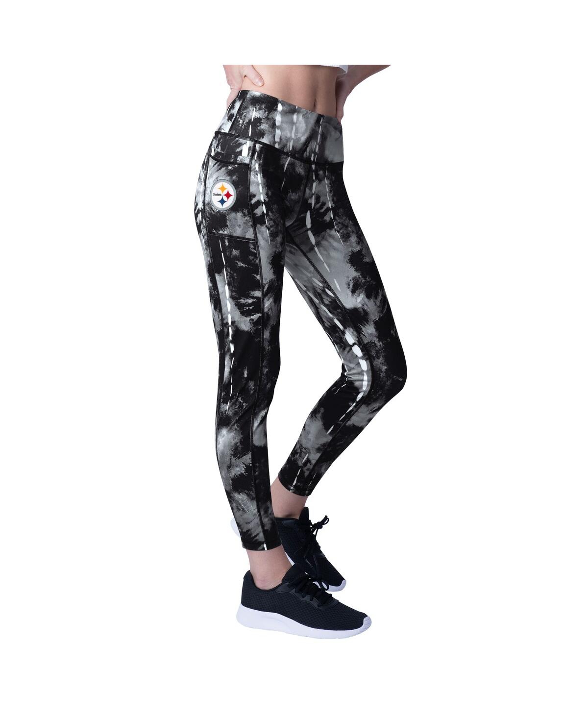 Msx By Michael Strahan Women's Black Pittsburgh Steelers Serena Tie-dye Leggings In Black