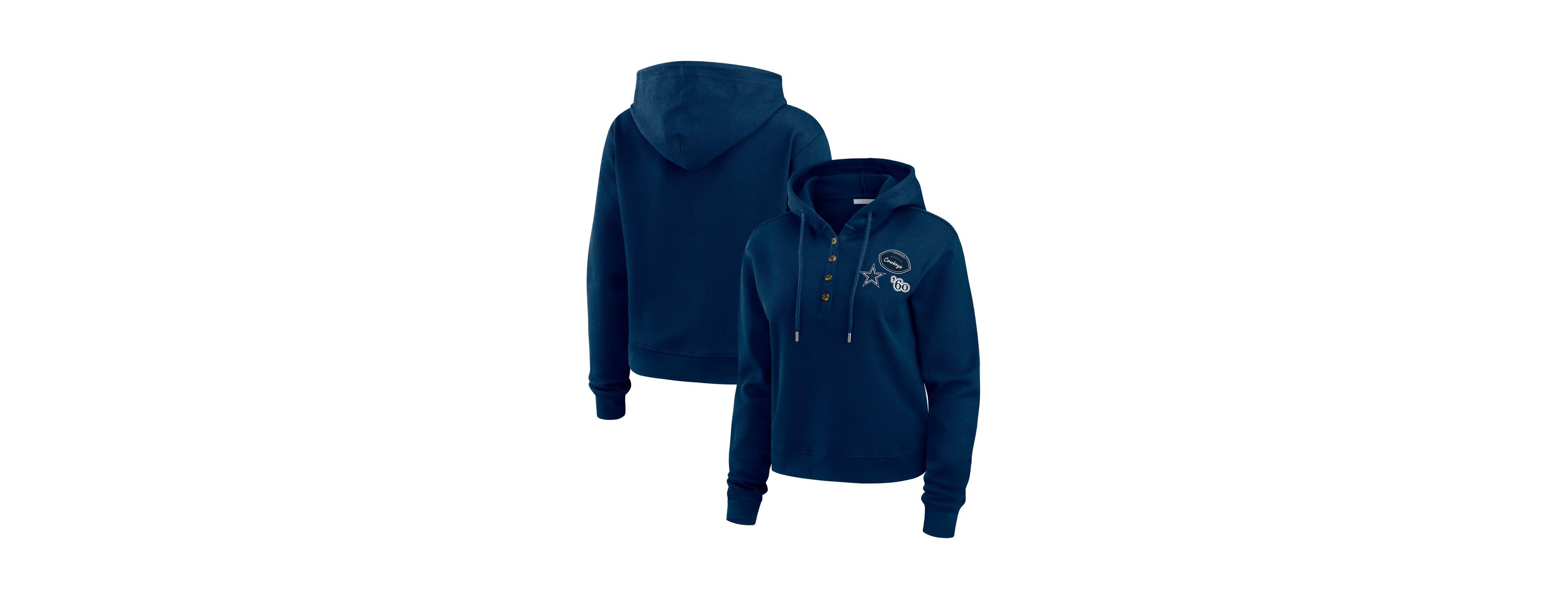 Wear by Erin Andrews Women's Navy Dallas Cowboys Plus Size Waffle Hoodie Pullover Top