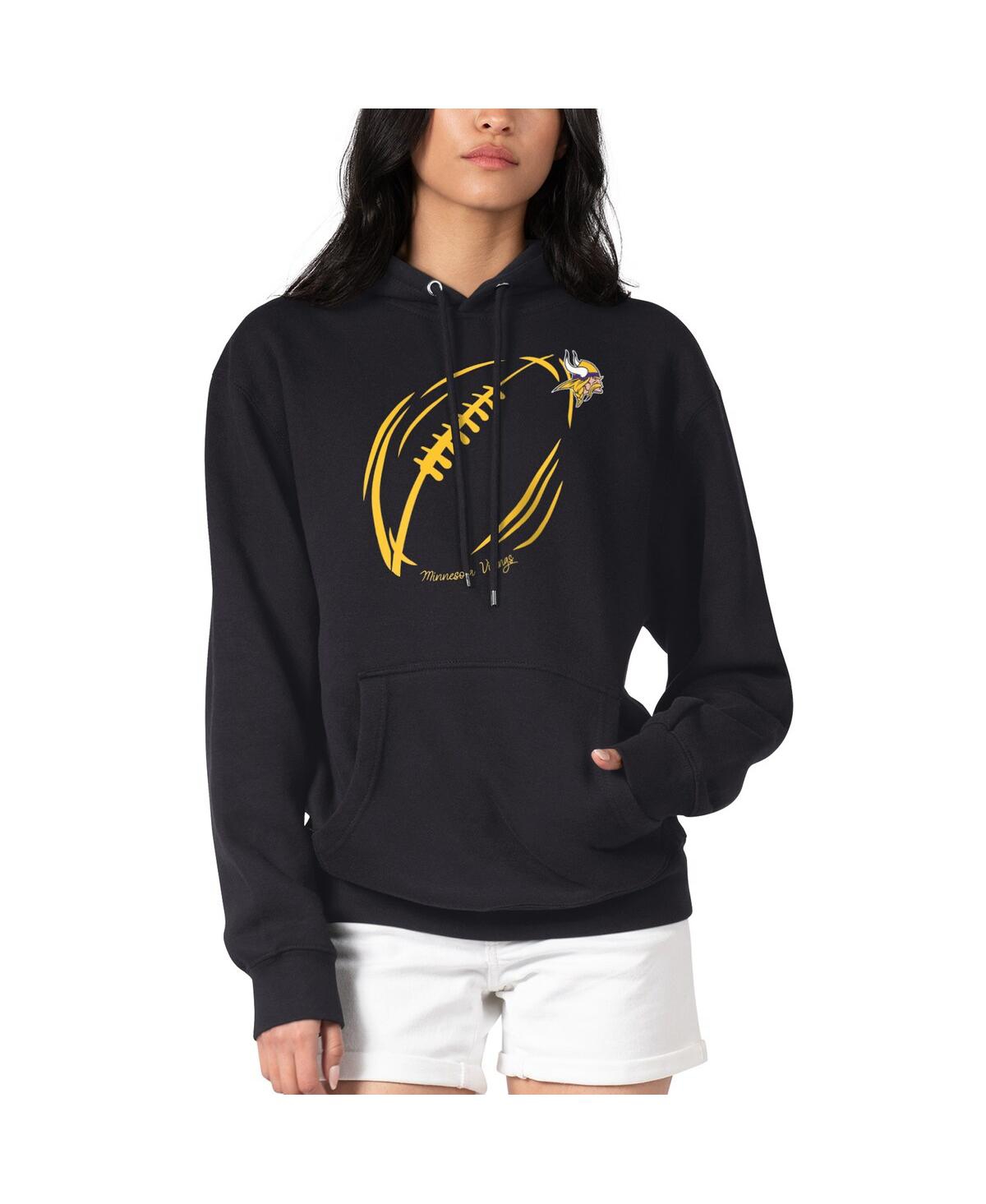 G-iii 4her By Carl Banks Women's Black Minnesota Vikings Football Logo Fleece Tri-blend Pullover Hoodie In Black