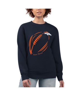 G-III 4Her by Carl Banks - Women's Navy Denver Broncos Football Logo Graphic Fleece Tri-Blend Pullover Sweatshirt