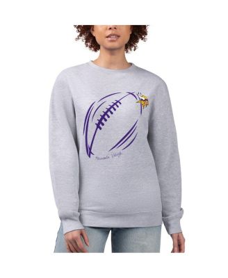 G-III 4Her by Carl Banks - Women's Heather Gray Minnesota Vikings Football Logo Graphic Fleece Tri-Blend Pullover Sweatshirt