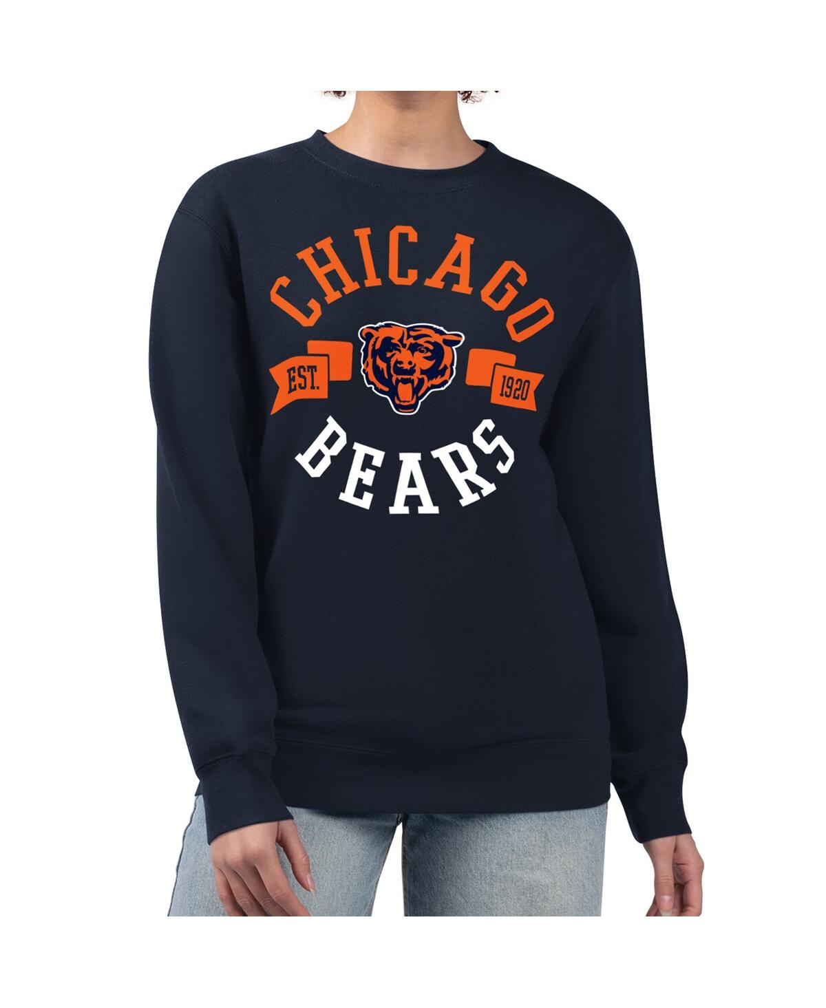 G-iii 4her By Carl Banks Women's Navy Chicago Bears Large Team Graphic Fleece Pullover Sweatshirt In Blue