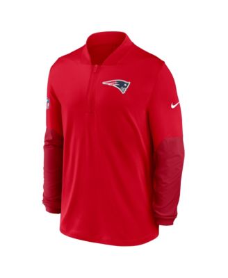 Men's Red New England Patriots Sideline Dri-FIT Half-Zip Pullover Hoodie