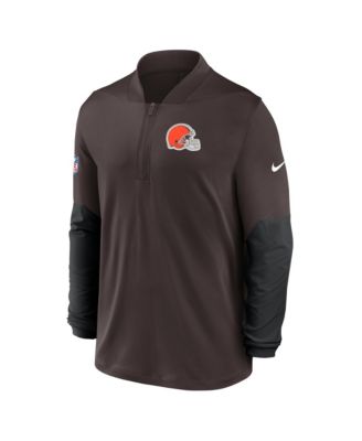 Men's Brown Cleveland Browns Sideline Dri-FIT Half-Zip Pullover Hoodie
