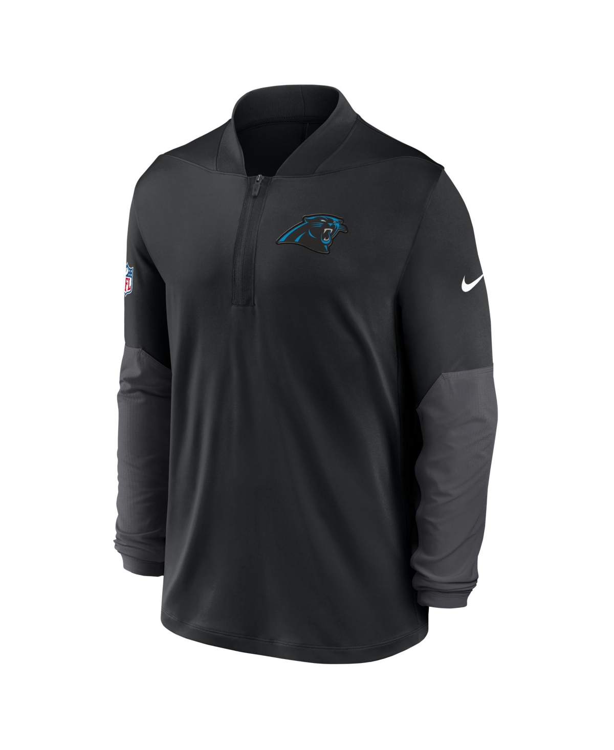 Nike Men's Black Carolina Panthers Sideline Dri-fit Half-Zip Pullover Hoodie