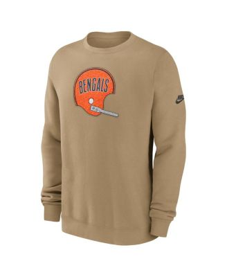 Men's Tan Cincinnati Bengals Swing Pass Rewind Club Pullover Sweatshirt