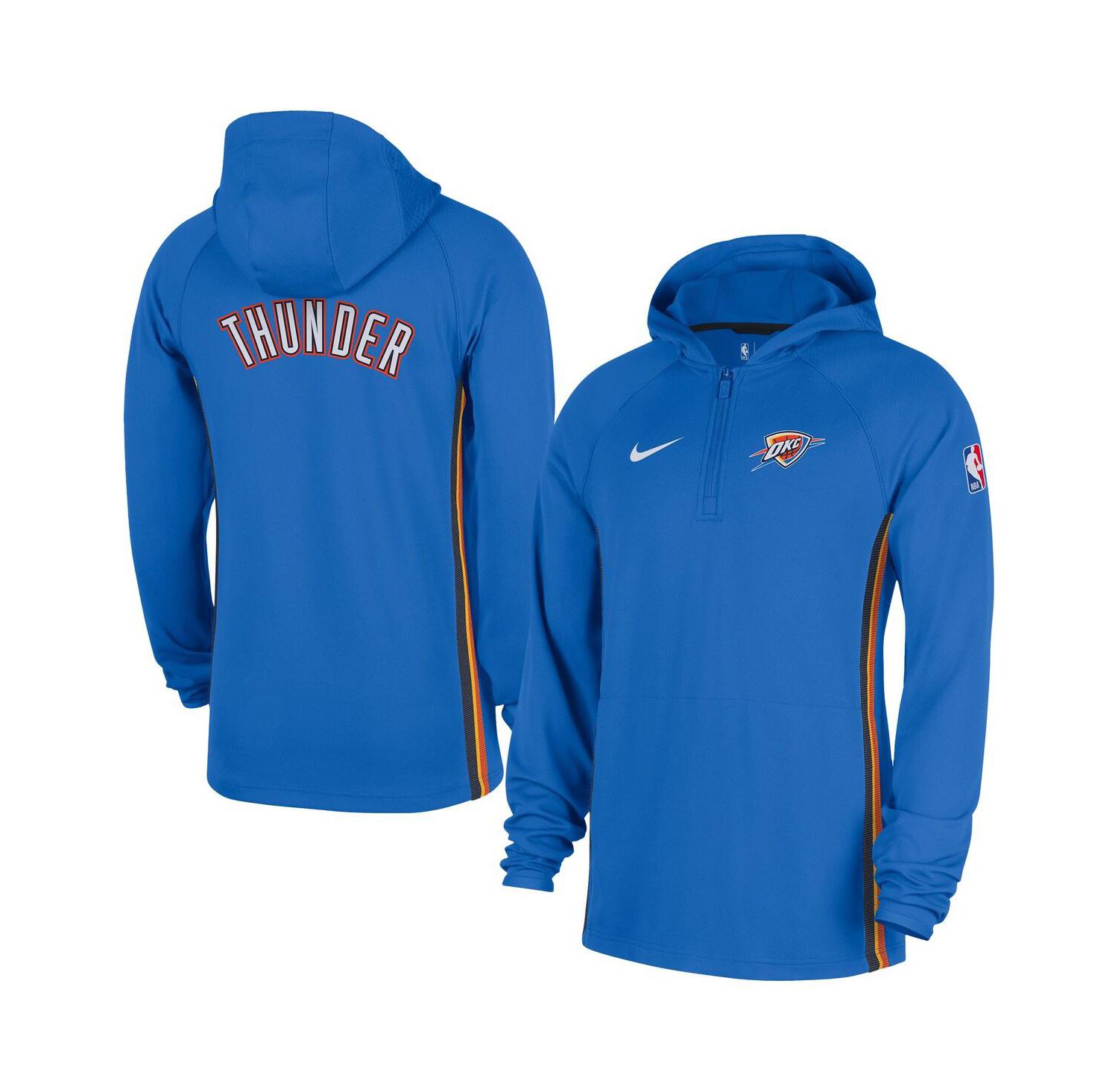 Men's Blue Oklahoma City Thunder Authentic On Court Zone Quarter-Zip Dri-FIT Hoodie Jacket
