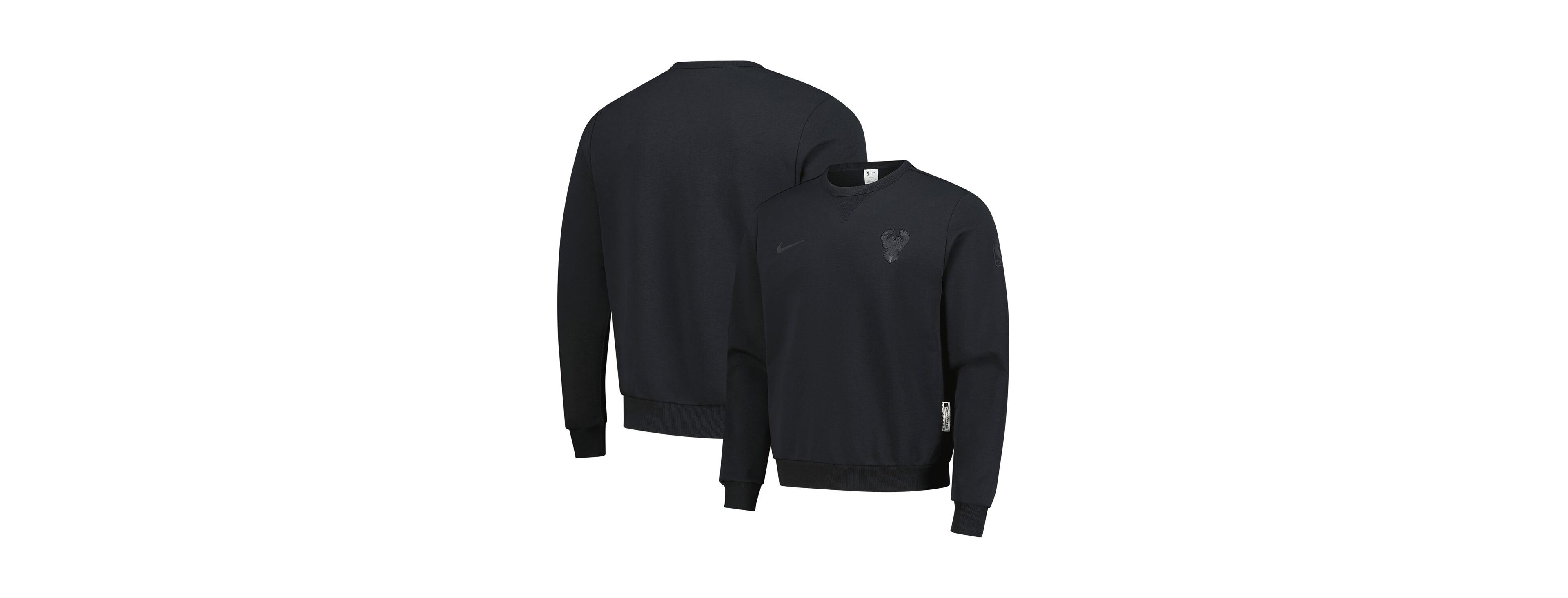 Nike Men's Black Milwaukee Bucks Authentic Standard Issue Travel Dri-fit Pullover Sweatshirt