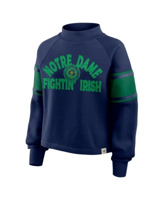 Women's Navy Notre Dame Fighting Irish Oversized Hometown Premium Punt Coverage Raglan Pullover Sweatshirt