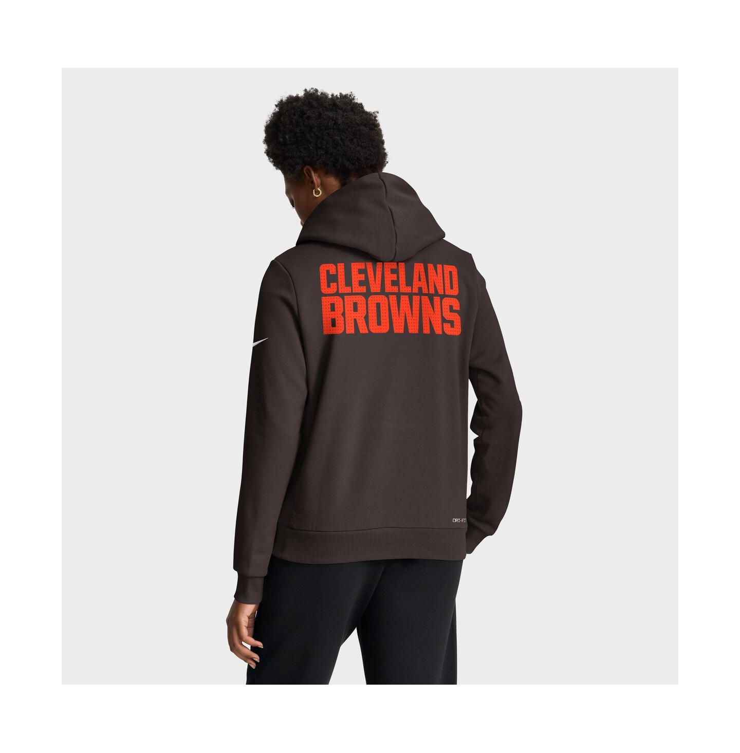 Женское худи Nike Brown Cleveland Browns Sideline Standard Issue Initial Home Dri-FIT — фото 2