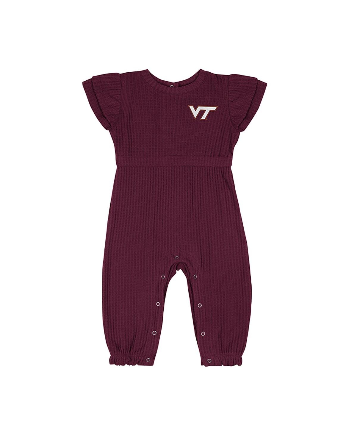 Colosseum Baby Boys And Girls Maroon Virginia Tech Hokies Beautopia Waffle Knit Romper In Brown
