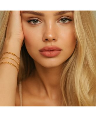 Adriana 3-Piece Stackable Bracelet Trio Set, Beaded, Figaro, Paperclip Link