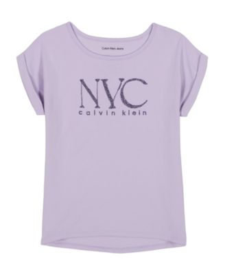 Calvin Klein - Girls 7-16 City Round Neck High-Low Hem T-Shirt