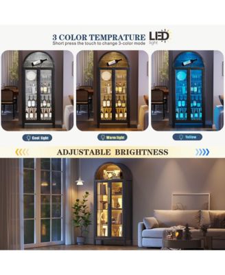 72.8" Glass Door Display Cabinet, 5-Tier with Motion LED