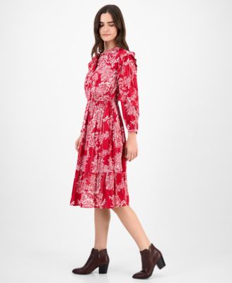 Women's Ruffle-Trim Long-Sleeve Dress, Macy's Exclusive