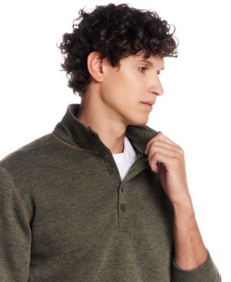 Men's Quarter Button Mock Neck Sweater Fleece