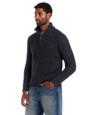 Men's Textured Mixy Fabric Mock Neck Sweater