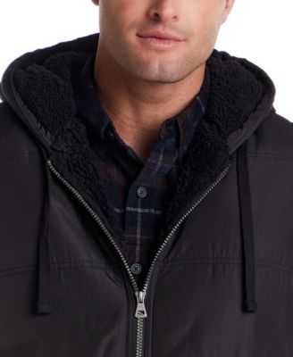 Men's Sherpa Lined Hooded Zip Front Puffer Jacket