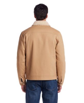 Men's Long Sleeve Zip Front Sherpa Collar Trucker Jacket