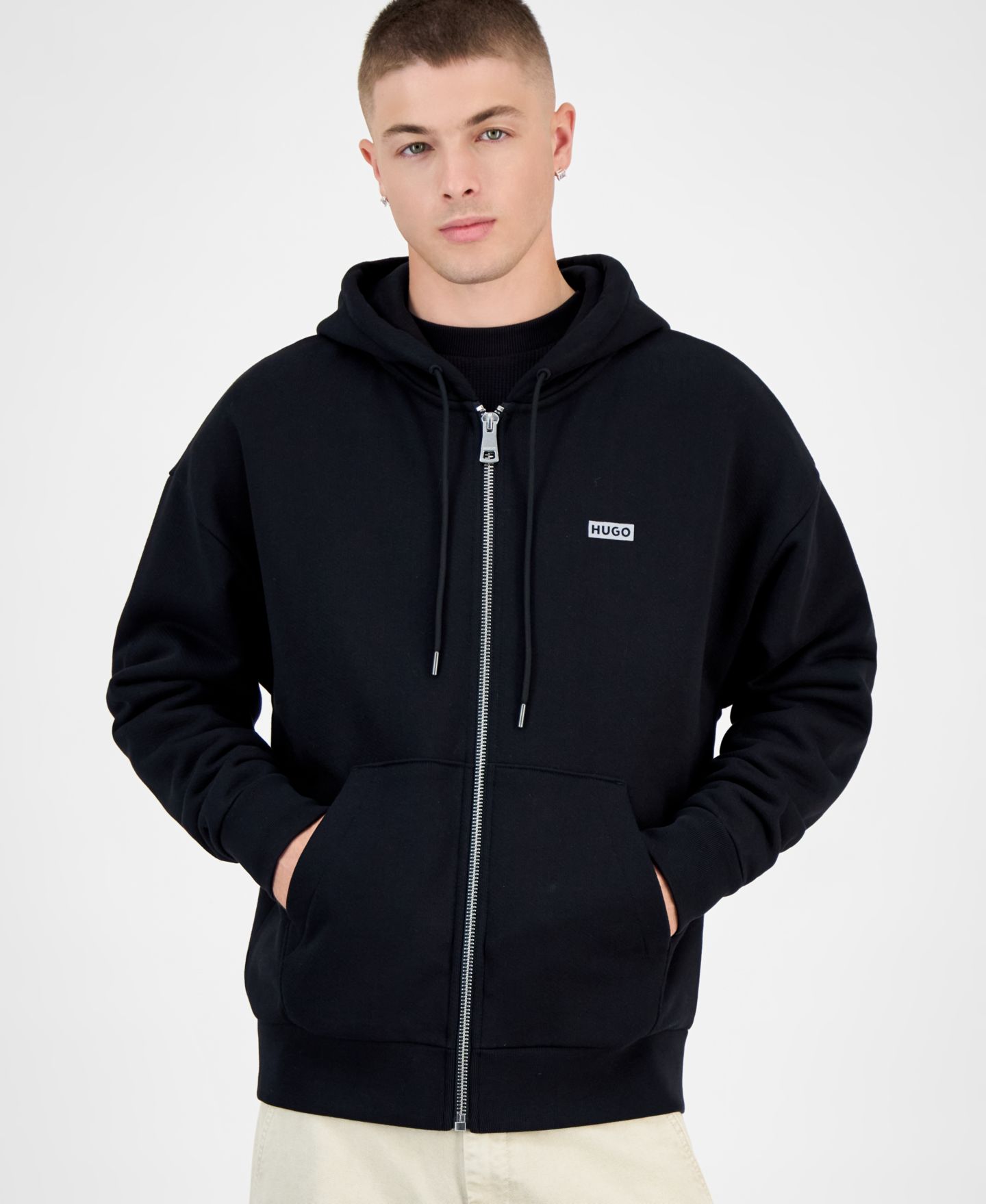 Мужское худи Hugo Boss Nazardo Long-Sleeve Logo, цвет: Чёрный — фото 1